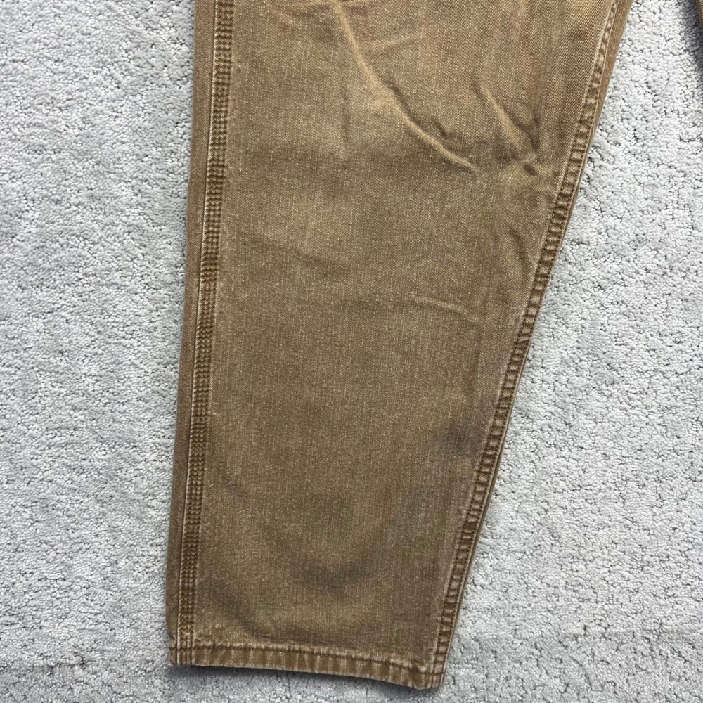 VINTAGE Lee Dungarees Carpenter Jeans Mens 36x30 Tan Cotton Canvas Workwear - Picture 8 of 16